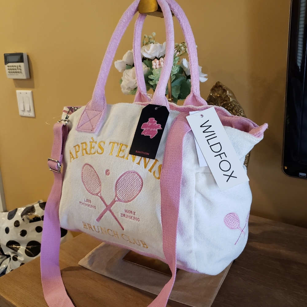 Wildfox 'Après Tennis Brunch Club' Terry Cloth Tote w/ Crossbody - NWT - Picture 3 of 14